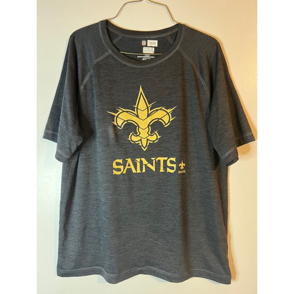 Men's Team Apparel Saints T-Shirt Size L Gray & Gold - Picture 1 of 4